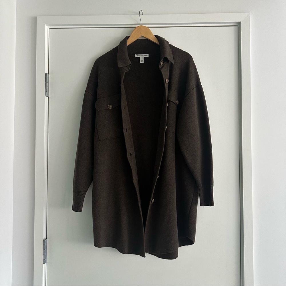 Cotton by Autumn Cashmere Structured Shacket Dark Brown